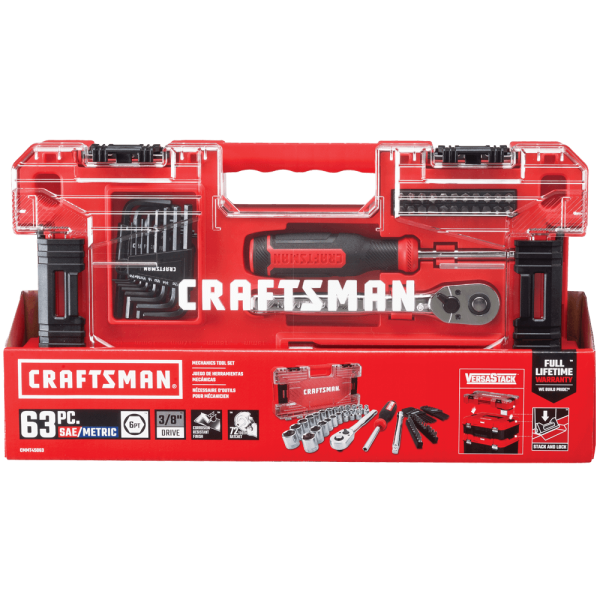 Juego de 63 piezas Craftsman de tubos 3/8" y puntas destornillador