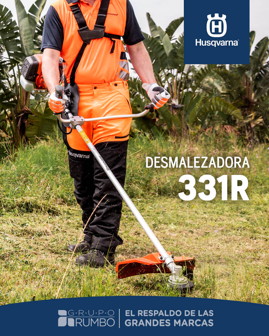 Desmalezadora Husqvarna 331R robusta y duradera