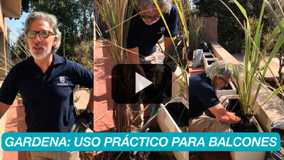 Utilizando la tijera Gardena, la pala ergoline Gardena y palita Gardena Juan Miceli colocó una división verde de balcón