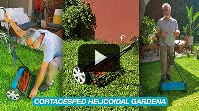 Corte de césped con la Helicoidal Gardena junto a Juan Miceli